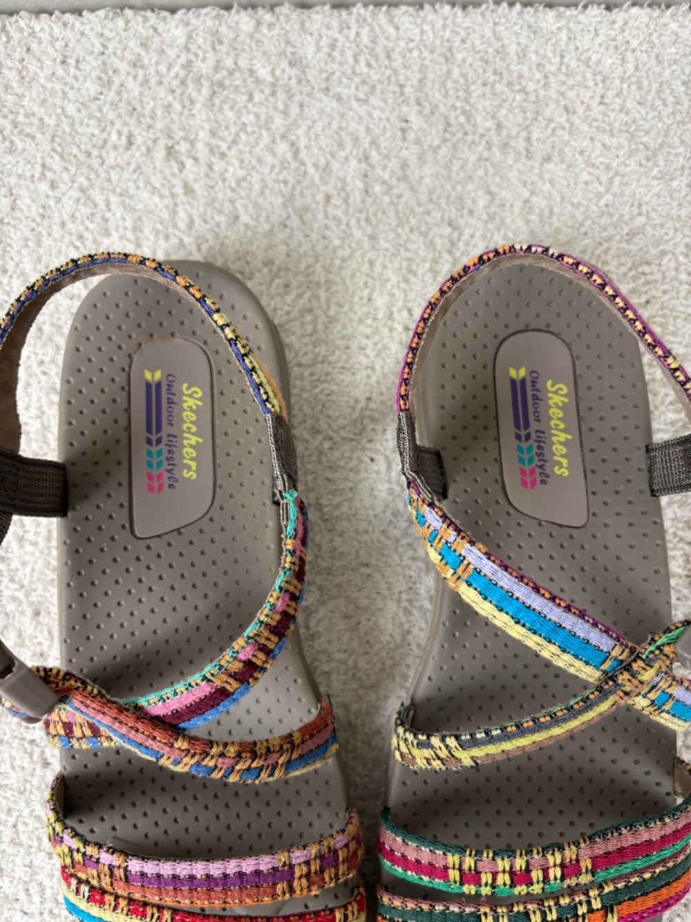 Skechers Sandals Womens 11 Reggae Sew Me in Taupe Multi Open Toe Comfort Walking - Picture 6 of 11